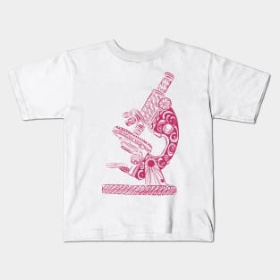 Scientific Microscope Line Drawing (Magenta) Kids T-Shirt